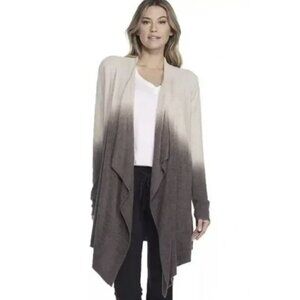 BAREFOOT DREAMS Cozy Chic Lite Ombre Calypso Wrap Open Front Cardigan Bamboo Tan